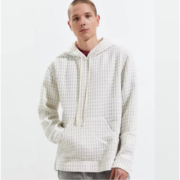 Urban Outfitters Other - Standard/Cloth Urban Outfitters Wool Hooded Jacket Sz L Cream Woven Waffle Knit